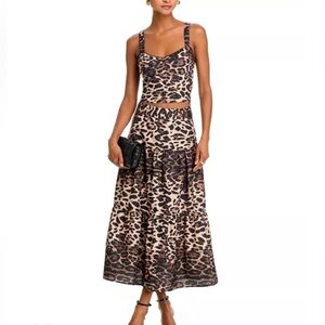 Aqua Animal Print Corset Crop Top Size S NEW